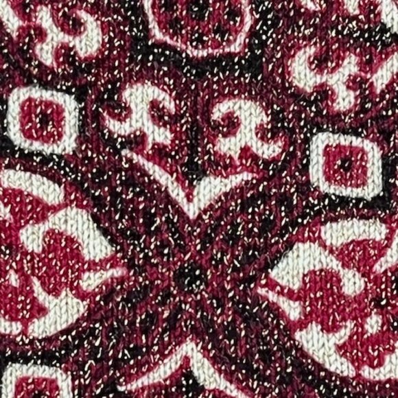 Talbots Womens Cardigan Sweater Burgundy Wine Paisley Print Metallic Gold L NWOT - Picture 10 of 13